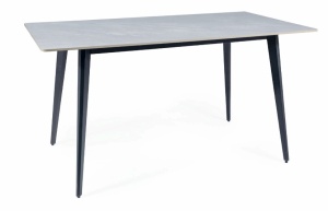 MASA DINING IVY, 140 CM, EFECT DE MARMURA GRI/NEGRU MAT, BLAT DIN CERAMICA SI PICIOARE DIN METAL, STIL MODERN - Img 5
