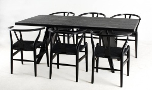 MASA DINING JOSEF 190, NEAGRA, DIN LEMN MASIV SI METAL, STIL INDUSTRIAL, B2