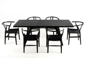 MASA DINING JOSEF 190, NEAGRA, DIN LEMN MASIV SI METAL, STIL INDUSTRIAL, B2 - Img 2