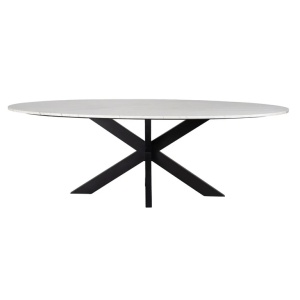 MASA DINING LEXINGTON, 230 CM, ALB CU EFECT DE MARMURA/NEGRU , DIN MARMURA SI METAL, RICHMOND INTERIORS - Img 3