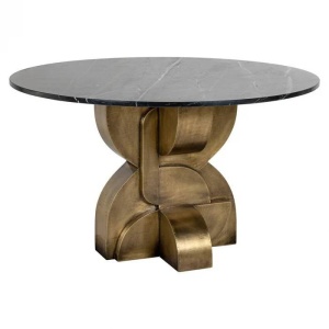 MASA DINING MADDOX, 130 CM, EFECT DE MARMURA NEAGRA/CUPRU, DIN MARMURA SI MDF, RICHMOND INTERIORS