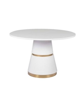 MASA DINING MENTONA, ALB/AURIU, 120 CM, BLAT DIN MDF SI PICIOR DIN METAL, STIL MODERN, ATR