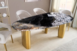 MASA DINING, ORGANIC 200CM, BLAT OVAL, DIN MARMURA MULTICOLORA SI PICIOARE METAL, ARTIM GROUP SELECTION