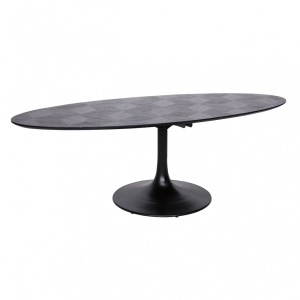 MASA DINING OVALA BLAX, 250 CM, NEAGRA, DIN FURNIR DE STEJAR SI METAL, RICHMOND INTERIORS
