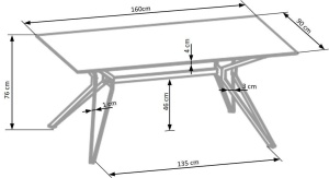 MASA DINING PASCAL, ALB/NEGRU, 160 CM, BLAT DIN MDF LACUIT SI PICIOARE DIN METAL, STIL MODERN - Img 7