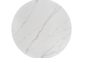 MASA DINING REGINALD, 120 CM, EFECT DE MARMURA ALBA/CROM, BLAT DIN MARMURA SI PICIOARE DIN METAL, STIL MODERN - Img 2