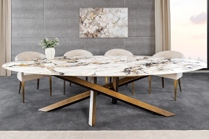 MASA DINING, SCULPTURE 280CM, CADRU DIN METAL SI BLAT DIN CERAMICA, ASPECT MARMURA, ARTIM GROUP SELECTION - Img 7