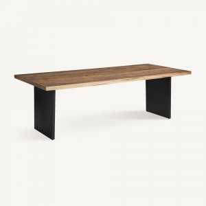 MASA DINING UZOR, MARO/NEGRU, REF. 32154, PRELUCRATA MANUAL, CONFECTIONATA DIN LEMN DE SHOREA SI FIER, STIL RUSTIC
