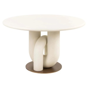 MASA DINING WINSLOW 135Ø, 214125, CONFECTIONATA DIN MDF SI METAL, ALB SI AURIU, STIL MODERN