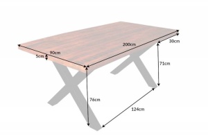 MASA DINING, WOOD ART 200CM, COD 41359, DIN LEMN MANGO, STIL INDUSTRIAL - Img 2