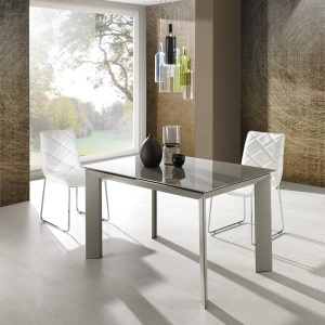 MASA EXTENSIBILA 120/170CM, BLADE 120 GRI, COD 2438, STIL MODERN, REALIZATA DIN METAL SI STICLA - Img 4
