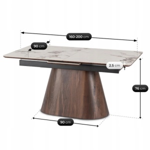 MASA EXTENSIBILA 160-200CM, ARTIM MEBLE, REALIZATA DIN METAL, LEMN SI MDF, MARMURA, CULOARE ALB/NUC, STIL MODERN - Img 4