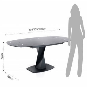 MASA EXTENSIBILA ELEGANTA 105-165CM, TWISTED, COD 3857, STIL MODERN, REALIZATA DIN METAL SI STICLA - Img 4