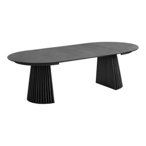 MASA EXTENSIBILA OSAKA ø120x120-160-200-240x75 cm, REALIZATA DIN FURNIR DE STEJAR SI MDF, CULOARE NEGRU, HOUSE NORDIC