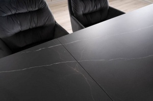 MASA EXTENSIBILA SALVADORE SAHARA, EFECT DE MARMURA/NEGRU, 160/240 CM, STICLA, CERAMICA ITALIANA SI METAL, STIL MODERN - Img 4