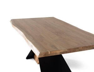 MASA LIVING 240CM, CULOARE NATUR/NEGRU, LEMN MASIV DE SALCAM, GINER Y COLOMER - Img 4