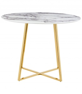 MASA LIVING CARAT, DIN METAL AURIU SI MDF INFOLIAT, CU FECT MARMURA, STIL MODERN - Img 2