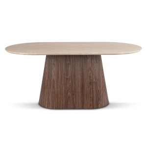 MASA OVALA 180CM, ARTIM MEBLE, REALIZATA DIN MDF, CULOARE TRAVERTIN/NUC, STIL MODERN