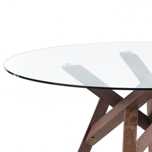 MASA ROTUNDA ELEGANTA 137CM, CORK, COD 2998, STIL MODERN, REALIZATA DIN LEMN MASIV SI STICLA - Img 2