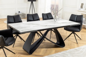 MASA SUFRAGERIE, INFINITY 180/260CM, DIN CERAMICA/STICLA MARMURA ALBA SI METAL, ARTIM GROUP SELECTION