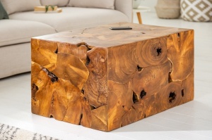 MASUTA DE CAFEA 90CM, TEAK COD 39227, LEMN MASIV REALIZAT MANUAL - Img 1