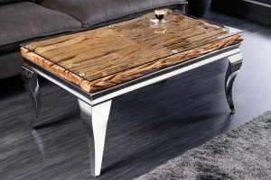 MASUTA DE CAFEA, BAROC MODERN BARRACUDA, 100CM, METAL, LEMN TEC, STICLA, ARTIM GROUP SELECTION