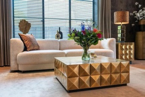 MASUTA DE CAFEA COLLADA, 90X90 CM, AURIU MAT, DIN MDF SI METAL, RICHMOND INTERIORS