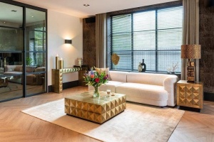 MASUTA DE CAFEA COLLADA, 90X90 CM, AURIU MAT, DIN MDF SI METAL, RICHMOND INTERIORS - Img 2