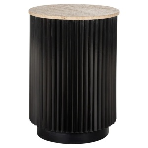 MASUTA DE CAFEA HAMPTON, 45Ø , MARO INCHIS/NATURAL, 7911, CONFECTIONATA DIN TRAVERTIN, MDF SI METAL, STIL MODERN