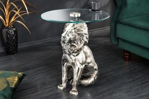 MASUTA DE CAFEA, LION, 60CM, BLAT DIN STICLA SI METAL, CROM, ARTIM GROUP SELECTION
