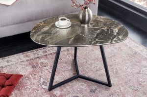 MASUTA DE CAFEA, MARVELOUS 70CM, METAL, STICLA SI CERAMICA, ASPECT MARMURA