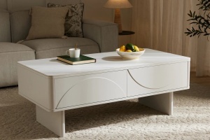 MASUTA DE CAFEA SAVOY 120CM, 3D, REALIZATA DIN MDF SI PLACA CERAMICA, CULOARE ALBA, ARTIM GROUP SELECTION