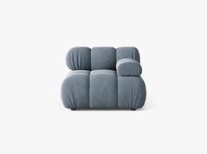 MODUL CANAPEA BELLIS, PE DREAPTA, ALBASTRU DESCHIS, CU TAPITERIE DIN CATIFEA BLUVEL, MICADONI