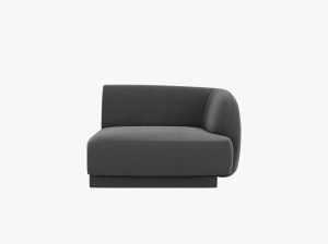 MODUL CANAPEA MILEY, PE DREAPTA, GRI, CU TAPITERIE DIN CATIFEA BLUVEL, MICADONI