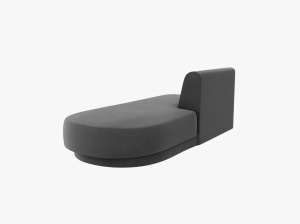 MODUL SEZLONG MILEY, PE DREAPTA, GRI, CU TAPITERIE DIN CATIFEA BLUVEL, MICADONI