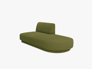 MODUL SEZLONG MILEY, PE DREAPTA, VERDE MASLINIU INCHIS, CU TAPITERIE DIN TEXTIL BOUCLE BALOO, MICADONI