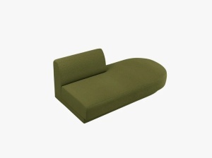 MODUL SEZLONG MILEY, PE DREAPTA, VERDE MASLINIU INCHIS, CU TAPITERIE DIN TEXTIL BOUCLE BALOO, MICADONI - Img 2
