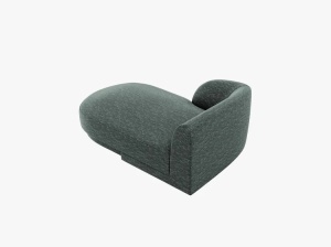MODUL SEZLONG MILEY, PE STANGA, VERDE BENZINA, CU TAPITERIE DIN TEXTIL CHENILLE HAGA, MICADONI - Img 3