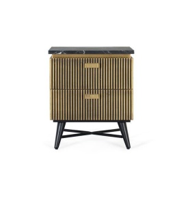 NOPTIERA 60CM, BRONZ/NEGRU, DIN LEMN MASIV DE MANGO/MARMURA, GINER Y COLOMER