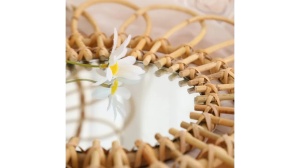 OGLINDA BAIE REA BOHO 223K17, 34CM, NATURAL, DIN STICLA SI LEMN, CALITATE SUPERIOARA - Img 5
