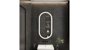 OGLINDA BAIE REA OVL, CU LED, 50x100CM, AURIU PERIAT, DIN STICLA, CALITATE SUPERIOARA - Img 6