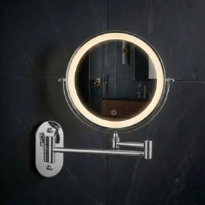 OGLINDA CU LED, PENTRU MACHIAJ GLOW, CROM, CONFECTIONATA DIN METAL SI STICLA - Img 3