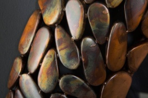 OGLINDA DECORATIVA, STONE MOSAIC 82CM, METAL CUPRU, COD 41431, DESIGN MODERN - Img 3