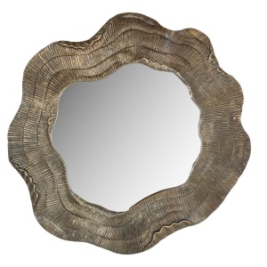 OGLINDA ELIA GOLD, MI-0087, CONFECTIONATA DIN ALUMINIU, STICLA SI MDF, STIL MODERN