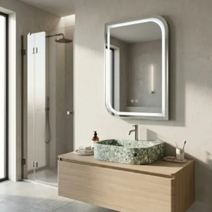OGLINDA PENTRU BAIE, CU LED ZONE, 70X50 CM, NICKEL PERIAT
