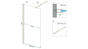 PARAVAN DE DUS REA AERO, 110CM, AURIU PERIAT, DIN STICLA, CALITATE SUPERIOARA - Img 7