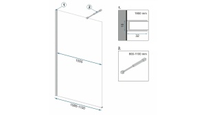 PARAVAN DE DUS REA AERO, 110CM, NEGRU MAT, DIN STICLA, CALITATE SUPERIOARA - Img 2