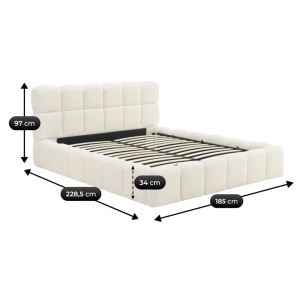 PAT 160X200CM, ARTIM MEBLE, CU SPATIU DE DEPOZITARE, REALIZAT DIN TEXTIL BOUCLE CREM, STIL MODERN - Img 3