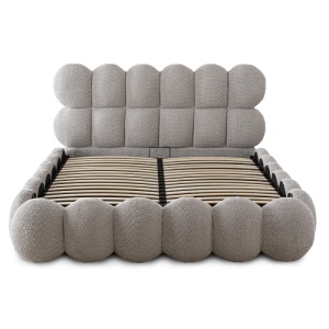 PAT 160X200CM, ARTIM MEBLE, CU SPATIU DE DEPOZITARE, REALIZAT DIN TEXTIL BOUCLE GRI, STIL MODERN - Img 5