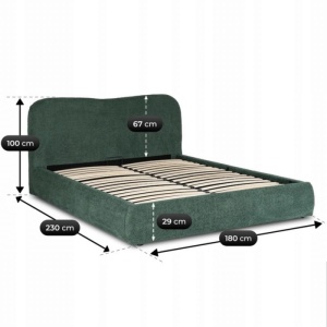 PAT 160X200CM, ARTIM MEBLE, CU SPATIU DE DEPOZITARE, REALIZAT DIN TEXTIL BOUCLE VERDE, STIL MODERN - Img 12